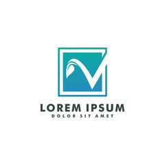 Letter V with leaf logo design vector illustration