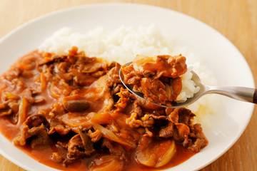 ハヤシライス　Hayashi rice, Japanese cuisine hashed beef rice.