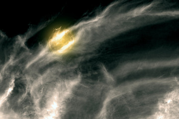 moon with textured cloud,Abstract white,isolated on black background