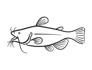 Graphic catfhish on white background, vector