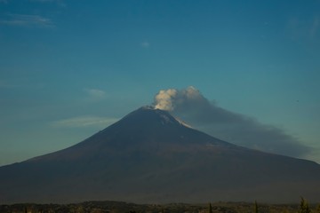 Active Popocatepetl volcano in Mexico Puebla