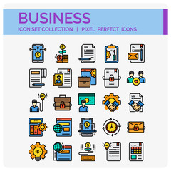 Business  Icons Set. UI Pixel Perfect Well-crafted Vector Thin Line Icons. The illustrations are a vector.
