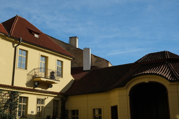 Fototapeta na wymiar tiled roofs of old Prague