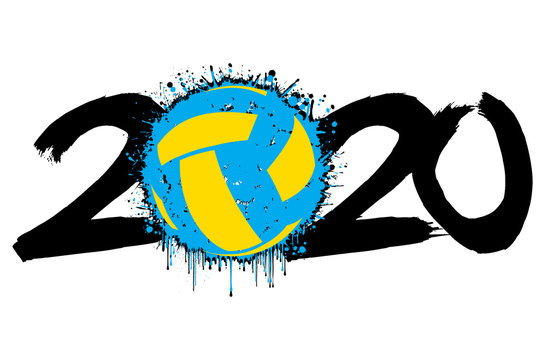 2020 New Year and a volleyball ball from blots