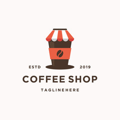 Modern vintage coffee shop logo. coffee cup icon vector illustration