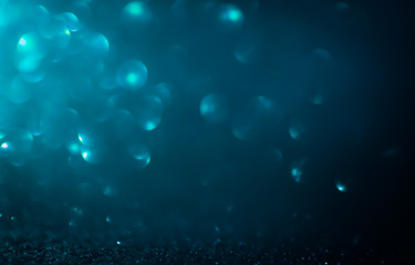 Christmas background with dark blue Abstract glitter bokeh background texture 