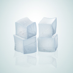 Translucent ice cubes for drink.