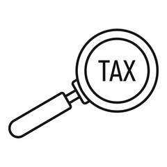 Tax magnify glass icon. Outline tax magnify glass vector icon for web design isolated on white background