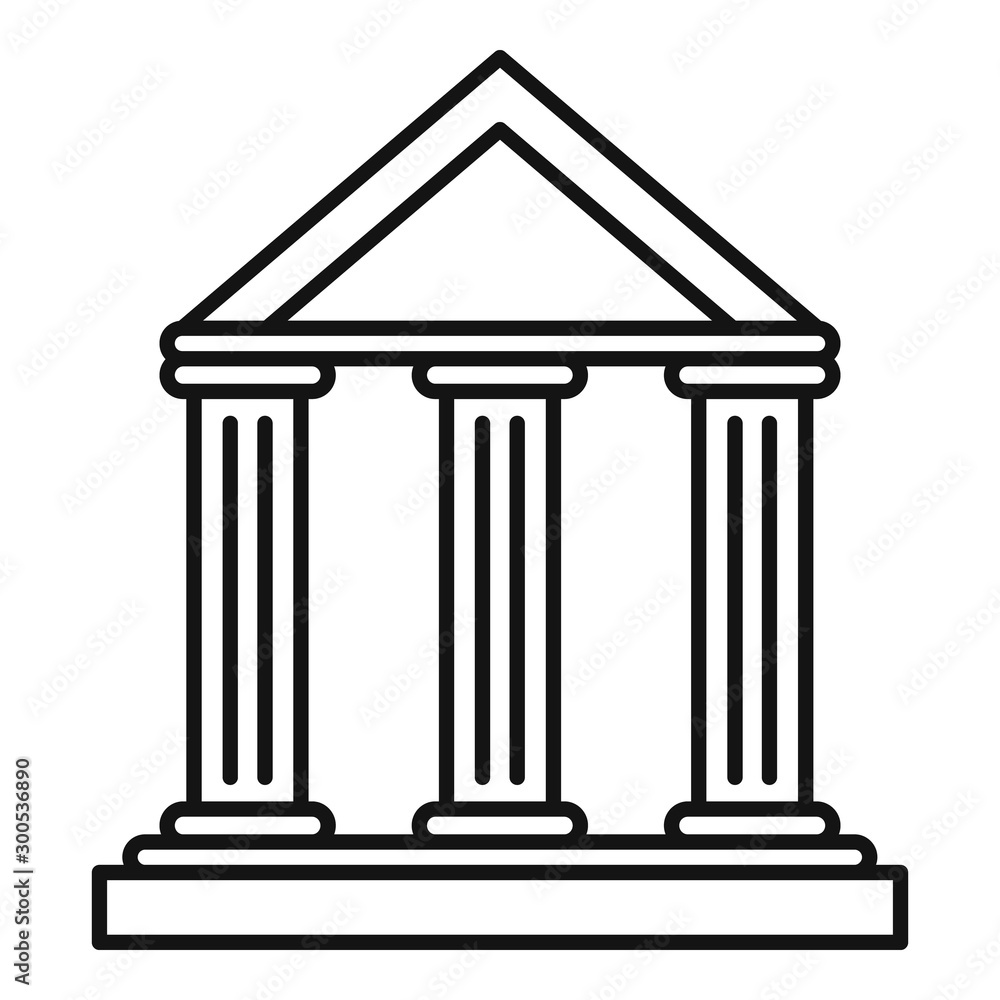 Poster bank building icon. outline bank building vector icon for web design isolated on white background