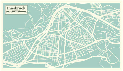 Innsbruck Austria City Map in Retro Style. Outline Map.