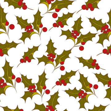 seamless pattern cookies and holly.