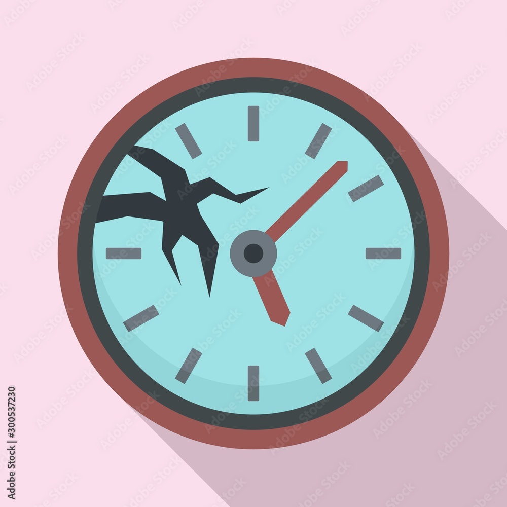 Poster broken wall clock icon. flat illustration of broken wall clock vector icon for web design