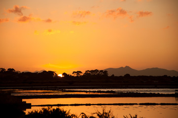 Marsala Saltworks  at Sunset, Sicily 