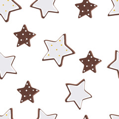 Fototapeta na wymiar Seamless pattern of Christmas cookies. New Year's Eve. Sweets. Christmas. Aromatic cookies. Vector illustration.