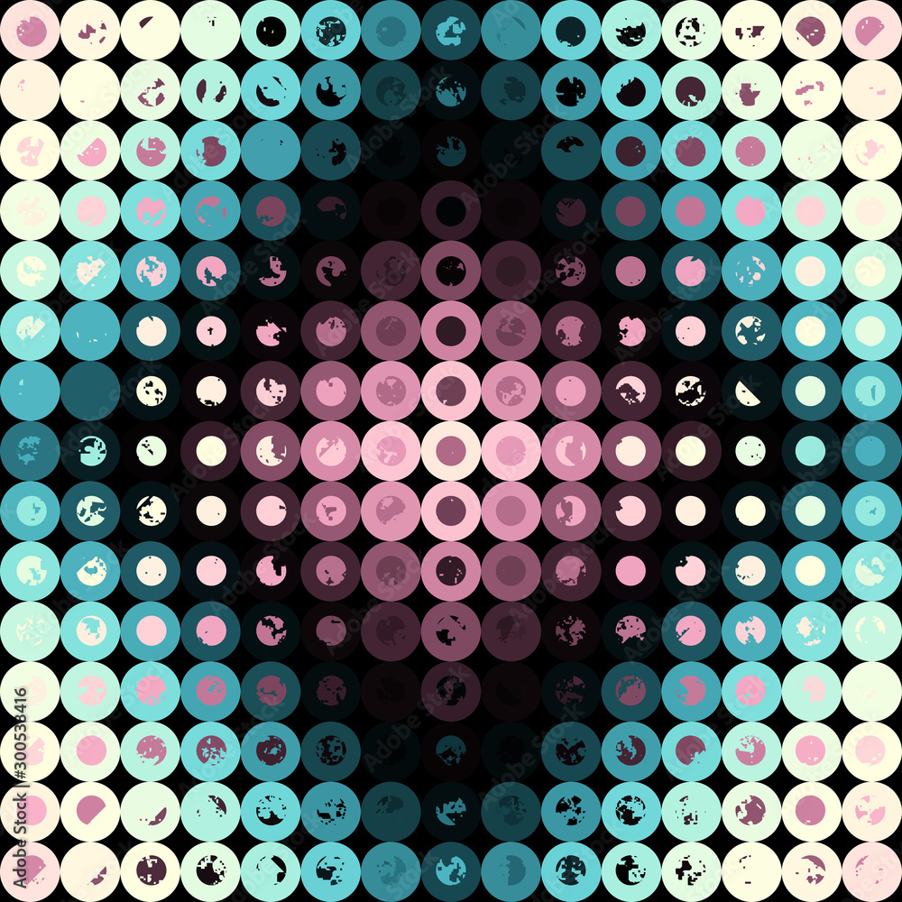 Poster Abstract geometric background in low poly style. Polka dot pattern. Vector image.