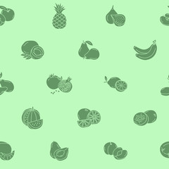 Fruit background - Vector seamless pattern solid silhouettes of vegetarian food for graphic design