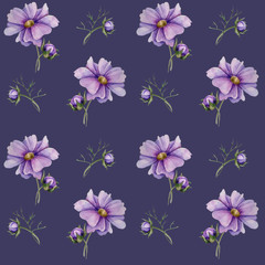 seamless pattern of watercolor flowers