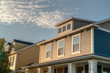 Sash windows in the upper floor of a timber house