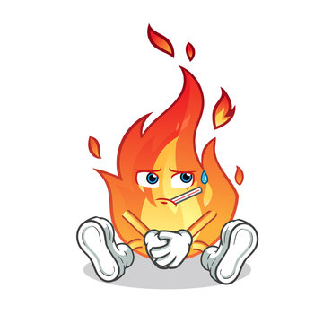 fire sick mascot vector cartoon illustration