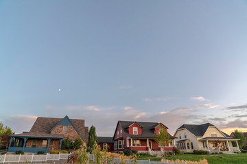 Three houses on a modern housing estate