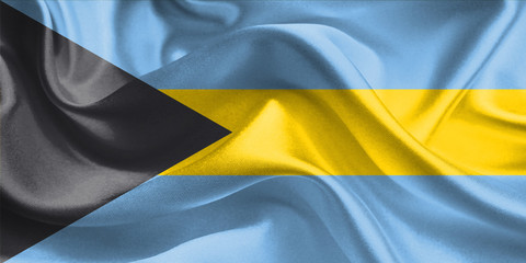 Bahamas Flag. Flag of Bahamas. Waving Bahamas Flags. 3D Realistic Background Illustration in Silk Fabric Texture