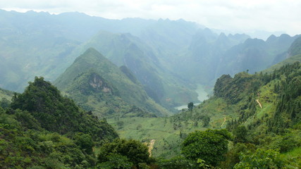 Fototapeta premium Vietnam, landscape, mountains, Ha Giang Province, hiking, traveling, 