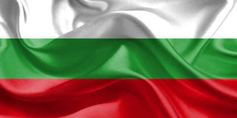 Bulgaria Flag. Flag of Bulgaria Waving Flags. 3D Realistic Background Illustration in Silk Fabric Texture
