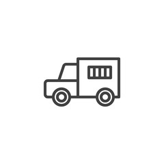 Prisoner truck line icon. linear style sign for mobile concept and web design. Prison transport outline vector icon. Symbol, logo illustration. Vector graphics