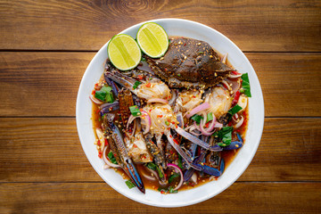 Yum,Blue Crab Salad,Spicy horse crab,Thai food, Yum Pu Dong,Spicy Pu Dong(Crab pickle)...