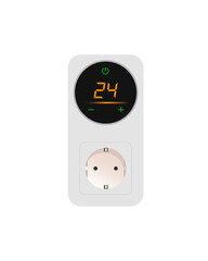 Socket with automatic electronic timer. Vector illustration.