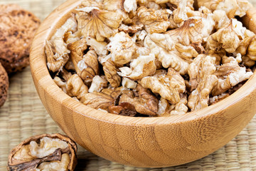 A background of delicious walnuts