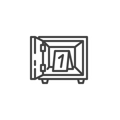 Crime scene investigation line icon. linear style sign for mobile concept and web design. Cracked Bank safe, evidence outline vector icon. Symbol, logo illustration. Vector graphics