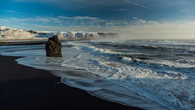 Stormy Day in Winter at Vik/Iceland