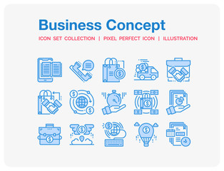 Business  Icons Set. UI Pixel Perfect Well-crafted Vector Thin Line Icons. The illustrations are a vector.