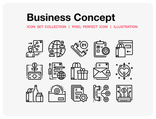 Business  Icons Set. UI Pixel Perfect Well-crafted Vector Thin Line Icons. The illustrations are a vector.