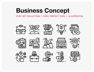 Business  Icons Set. UI Pixel Perfect Well-crafted Vector Thin Line Icons. The illustrations are a vector.