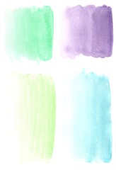 Abstract white light and dark purple, blue, yellow, green texture and background with brushstroke like lines drawn by watercolor paints. Great basic of print, badge, party invitation, banner, tag.