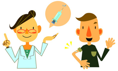 予防接種　男性＆ドクター