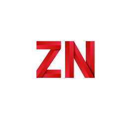 Initial two letter red 3D logo vector ZN