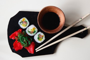 Sushi  closeup top view