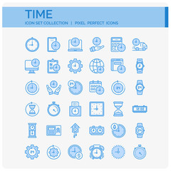 Time Icons Set. UI Pixel Perfect Well-crafted Vector Thin Line Icons. The illustrations are a vector.