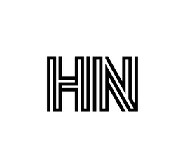 Initial two letter black line shape logo vector HN