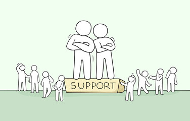 Doodle cartoon working men.