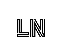 Initial two letter black line shape logo vector LN