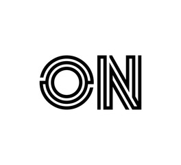 Initial two letter black line shape logo vector ON