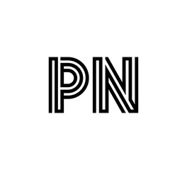 Initial two letter black line shape logo vector PN