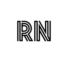 Initial two letter black line shape logo vector RN