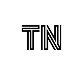 Initial two letter black line shape logo vector TN