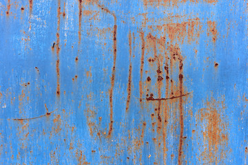 Metal blue old rusty scratched surface texture.