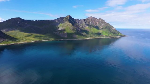 Rock Davil's Jaw. Norway,island Senja.Camera move right to left